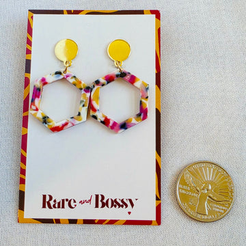 Pink Hexagon Dangles