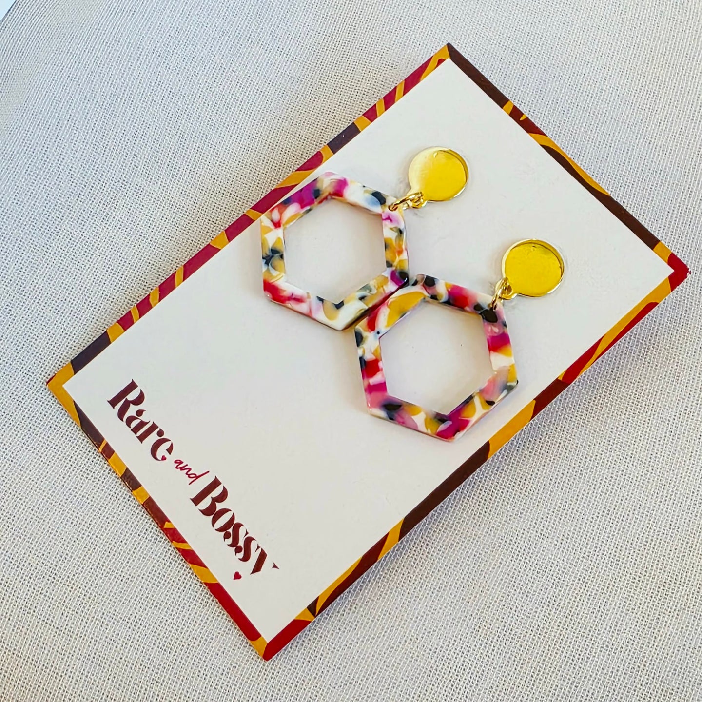 Pink Hexagon Dangles