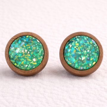 Green Druzy Studs