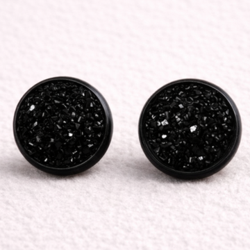 Black Rim Black Druzy Studs