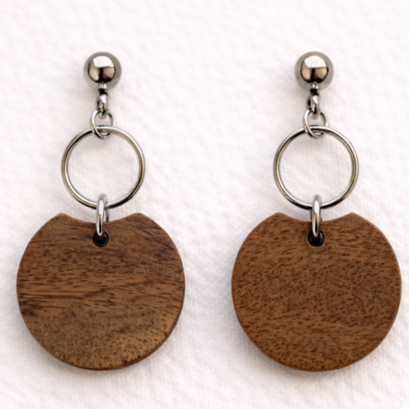 Walnut Double Circle Dangles