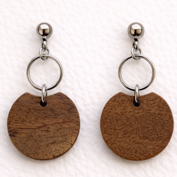 Walnut Double Circle Dangles