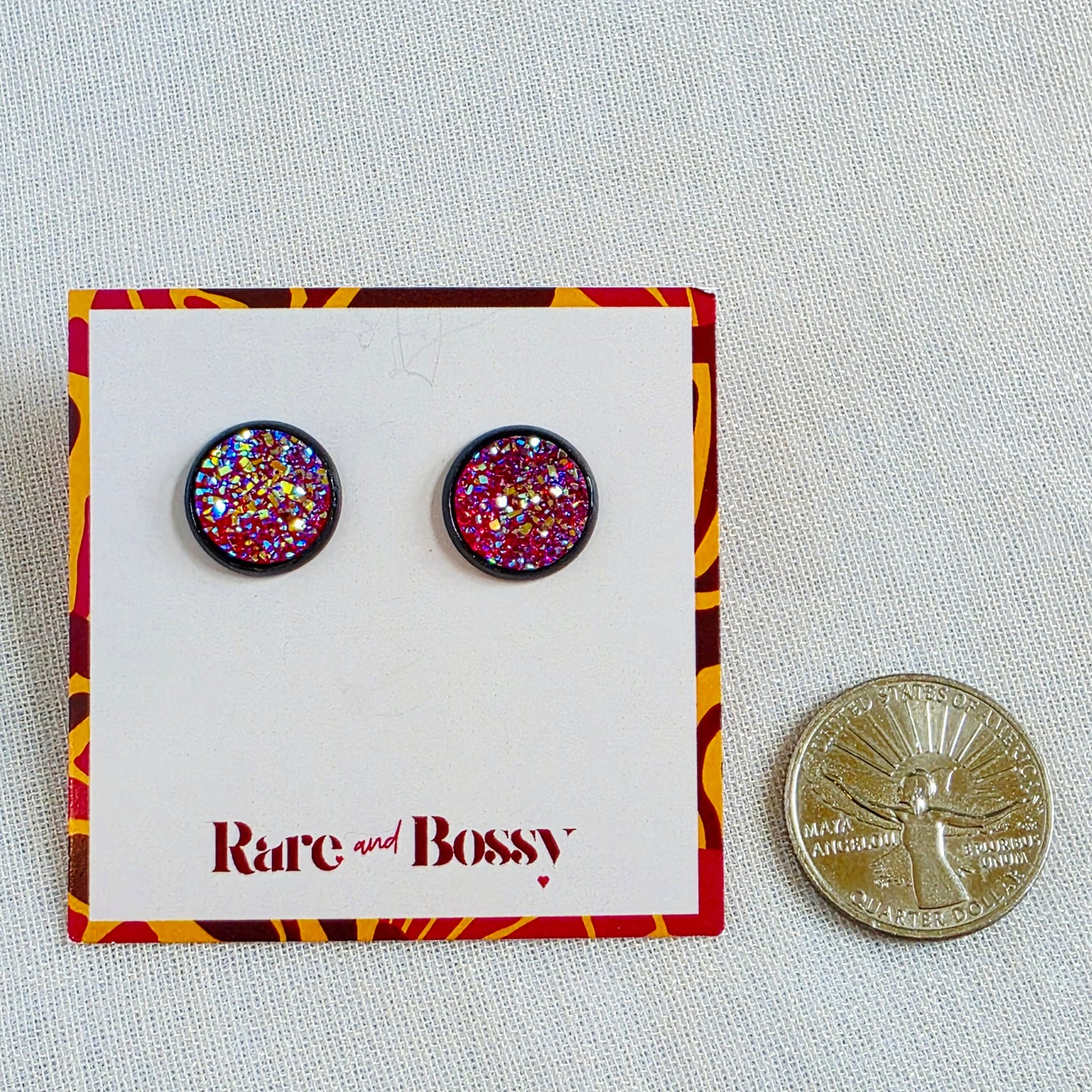 Burgundy Druzy Studs