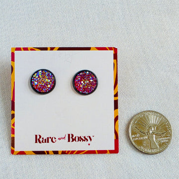 Burgundy Druzy Studs