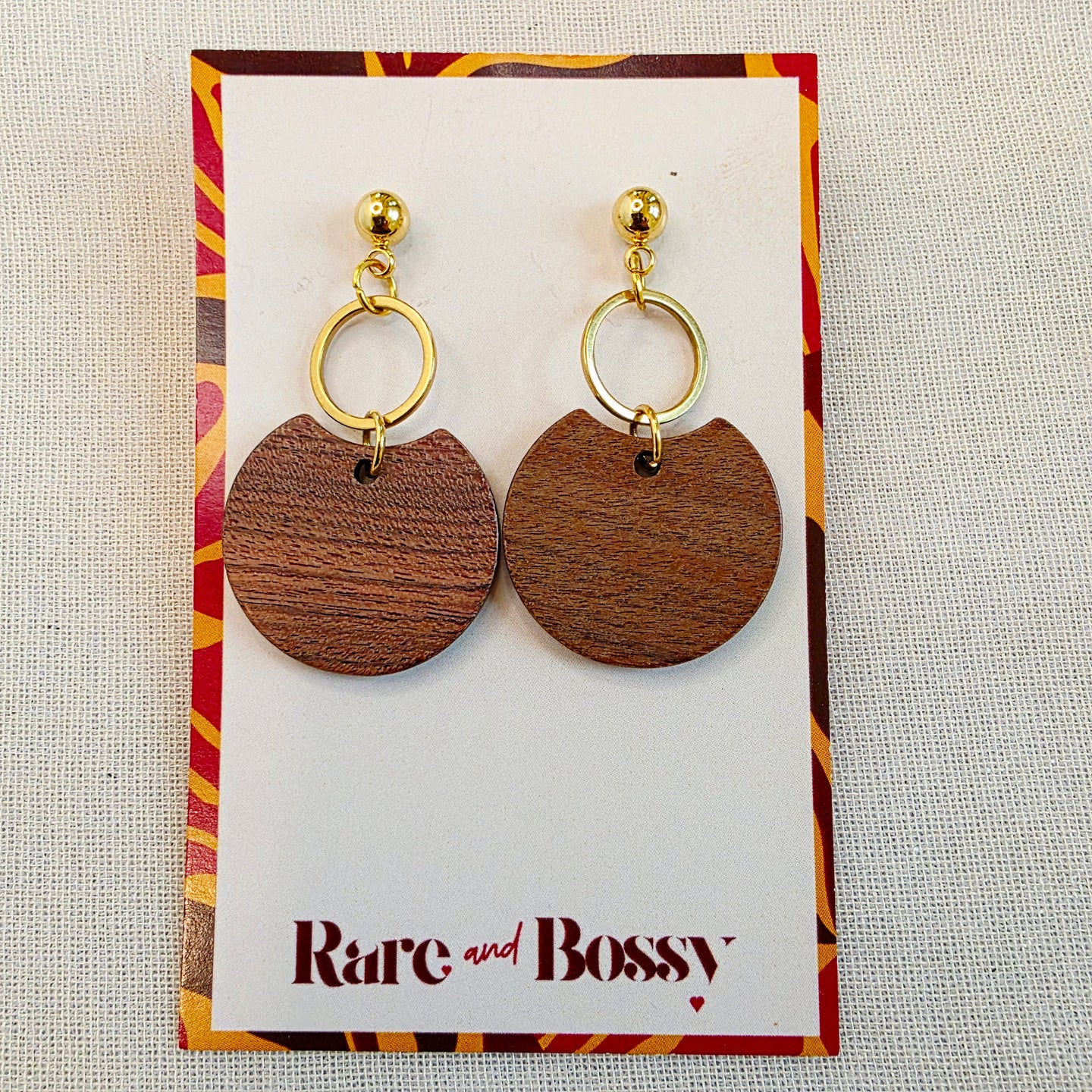 Walnut Double Circle Dangles