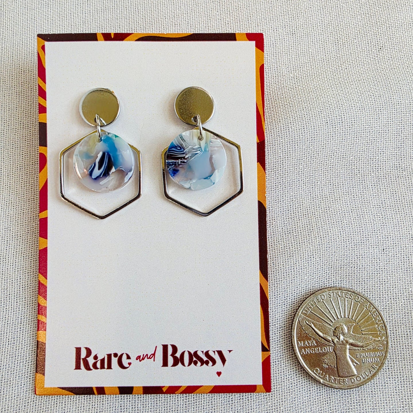 Dark Blue Hexagon Layered Dangles
