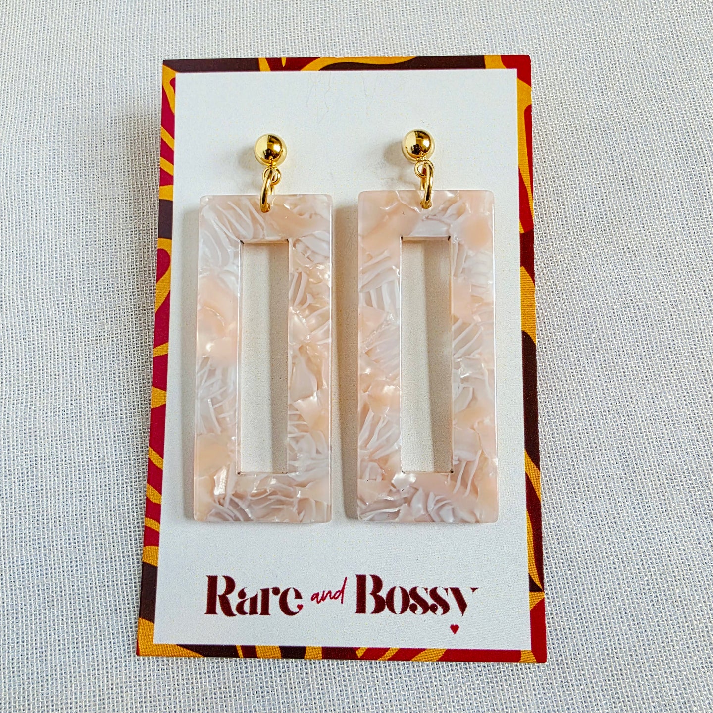 Blush Pink Rectangle Dangles