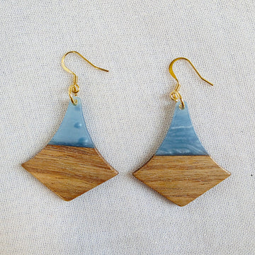 Blue Diamond Wood + Resin Dangles