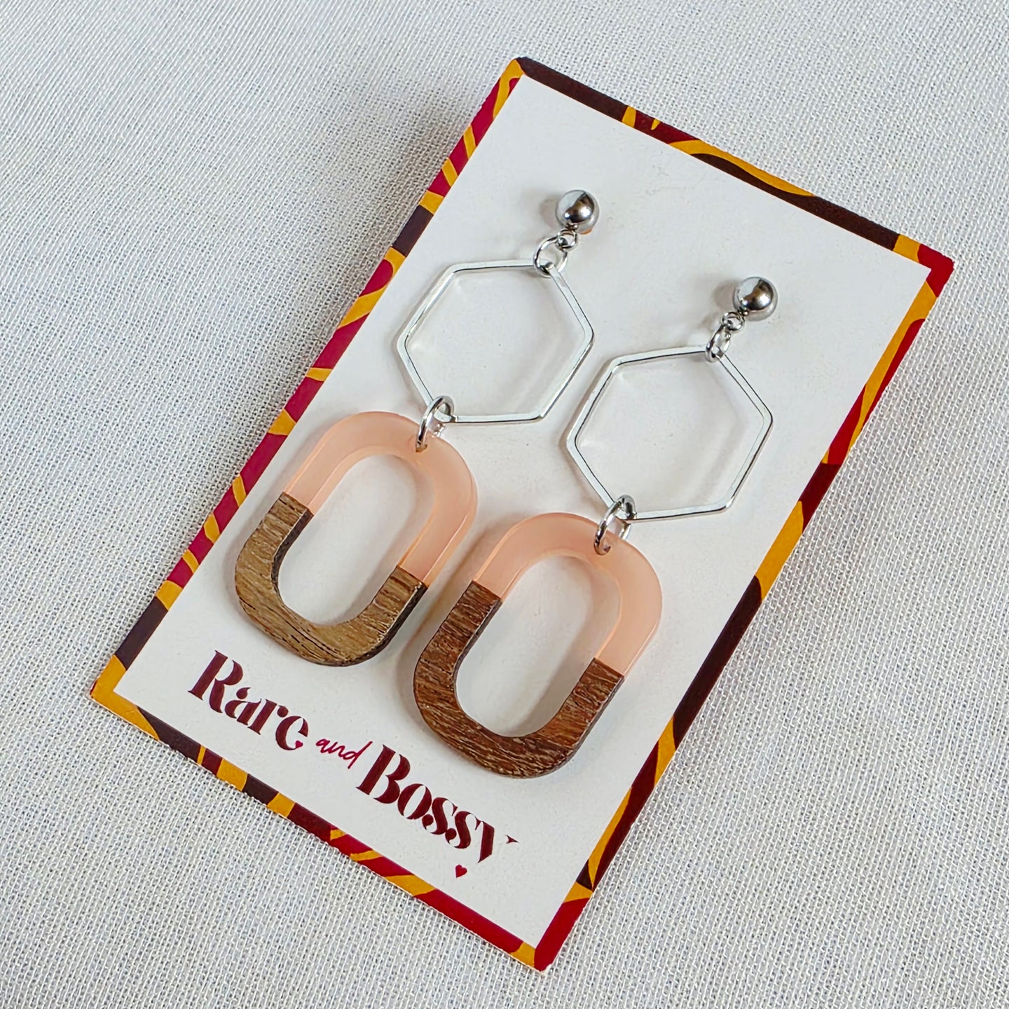 Blush Pink Hexagon Dangles