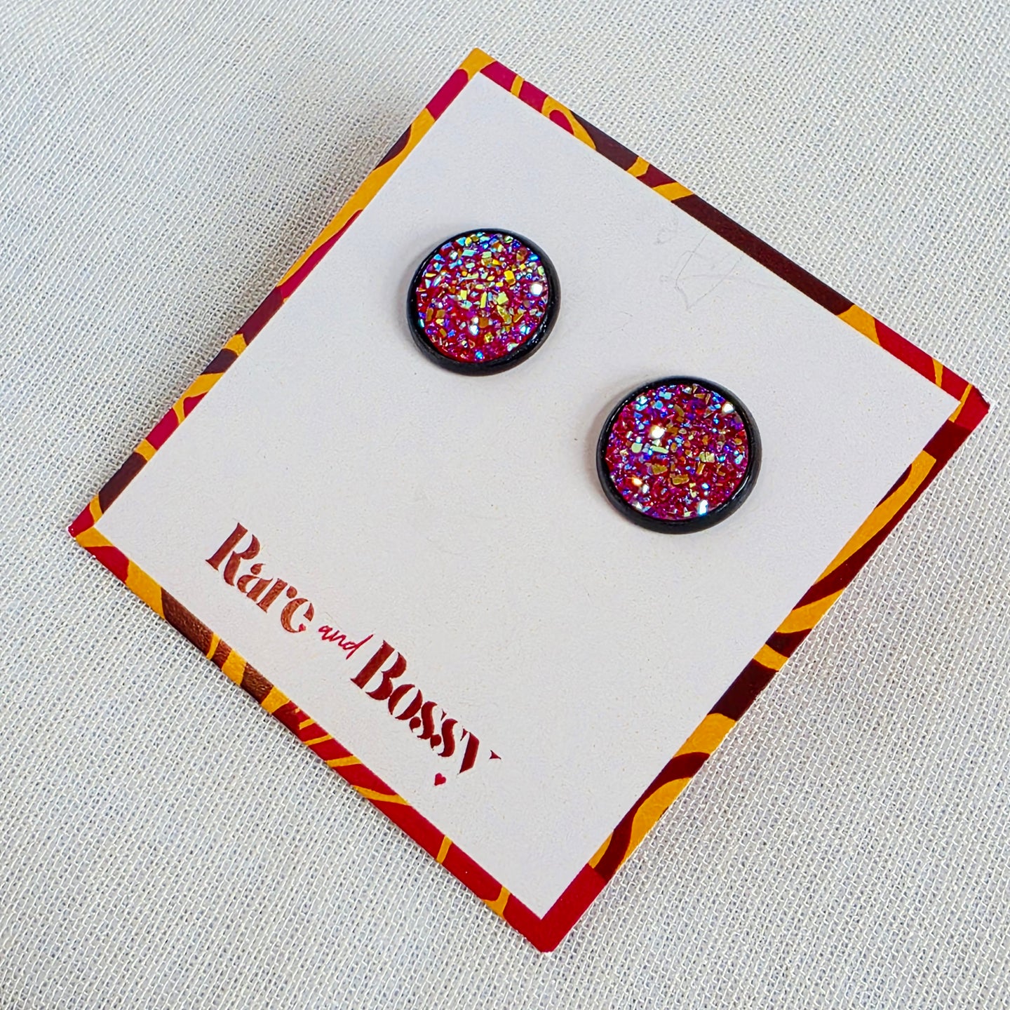 Burgundy Druzy Studs