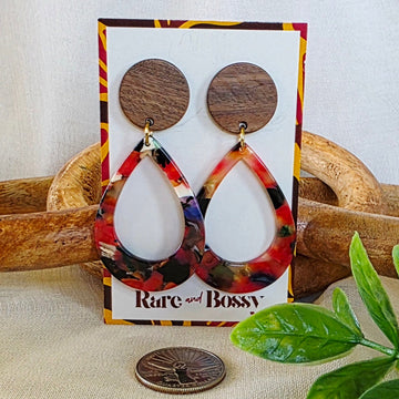 Red Confetti Teardrop Dangles