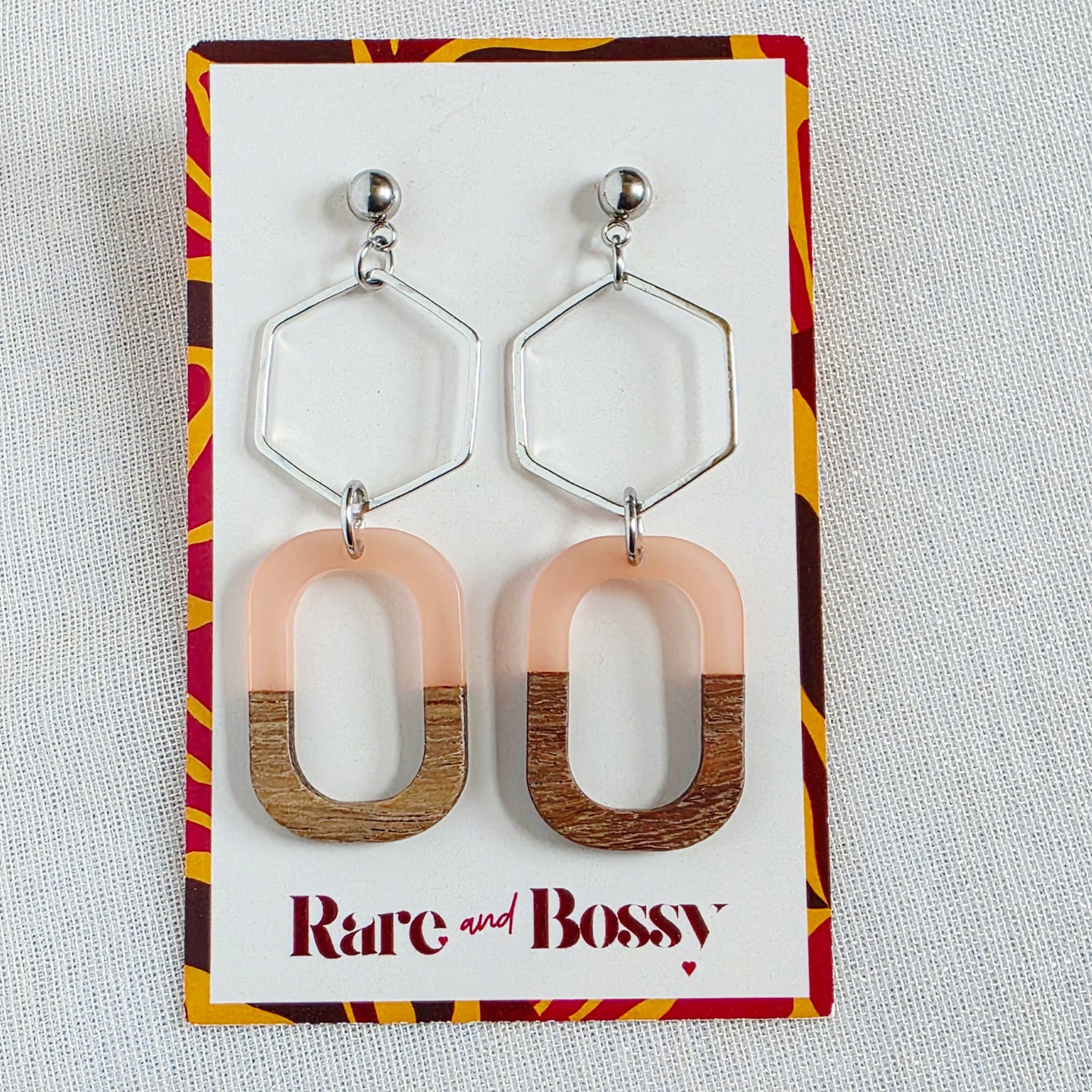 Blush Pink Hexagon Dangles