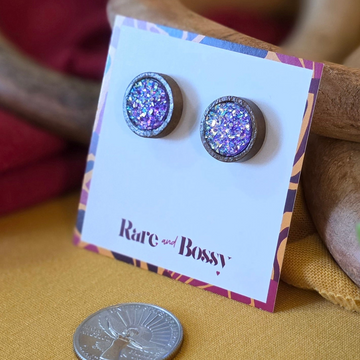 Purple Druzy Studs