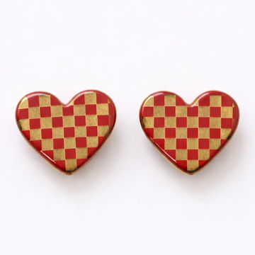 Red Mosaic Heart Studs