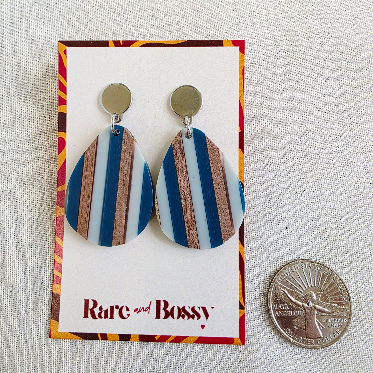 Blue Stripe Teardrop Dangles