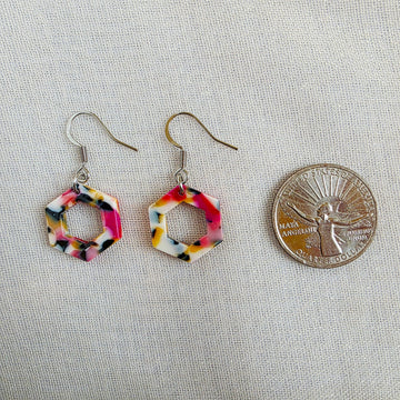 Multicolor Mini Hexagon Dangles