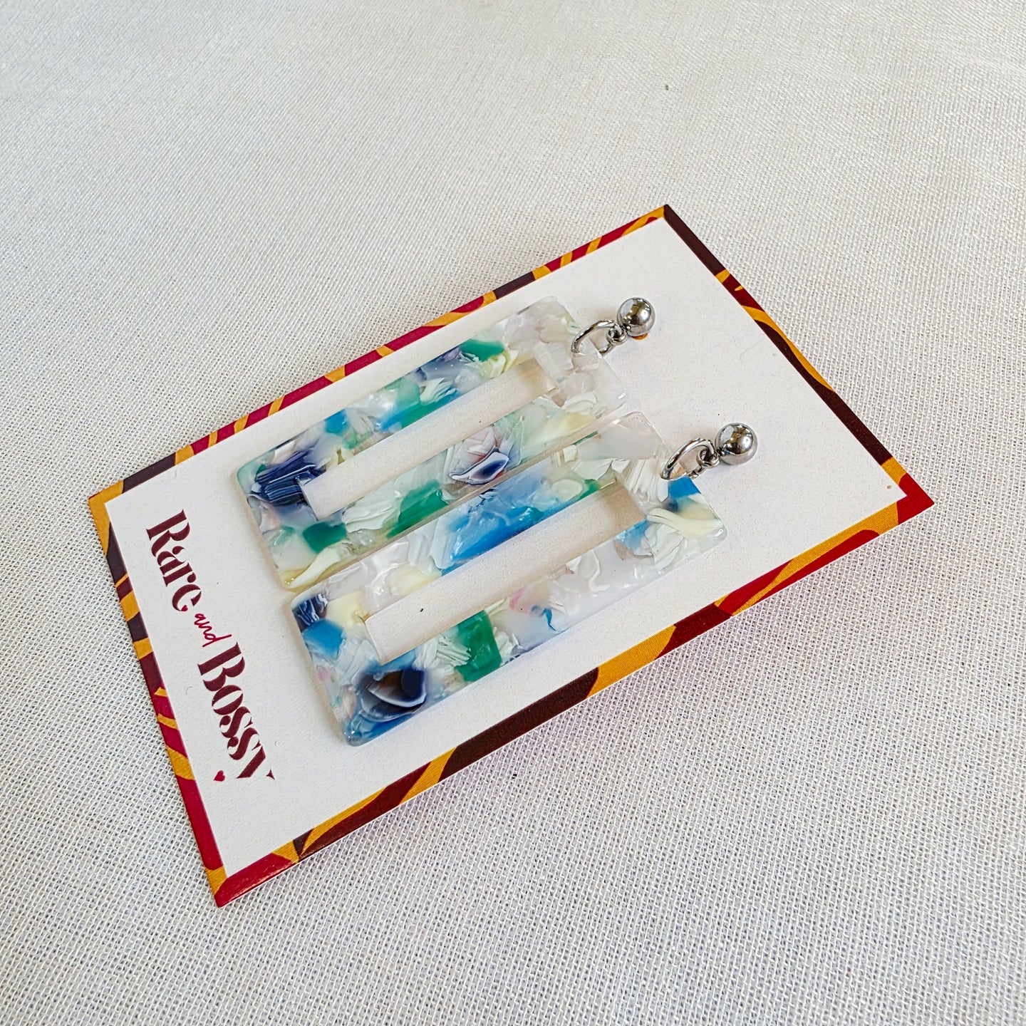 Blue Marble Rectangle Dangles