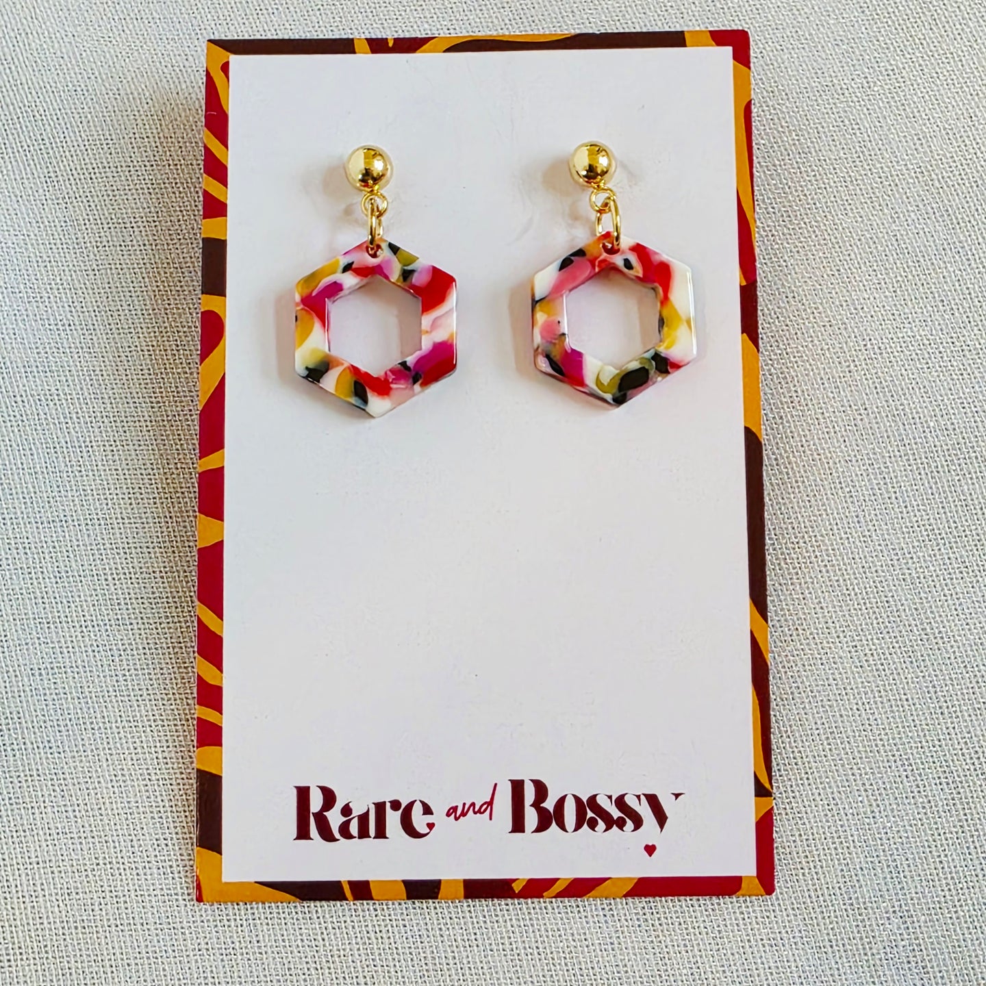 Multicolor Mini Hexagon Dangles