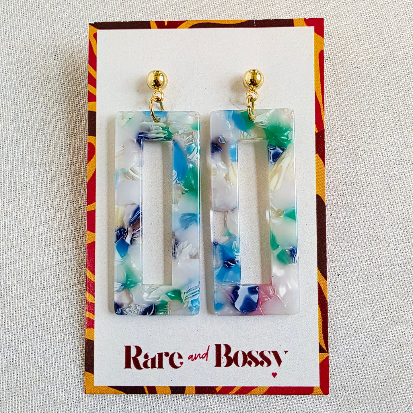 Blue Marble Rectangle Dangles