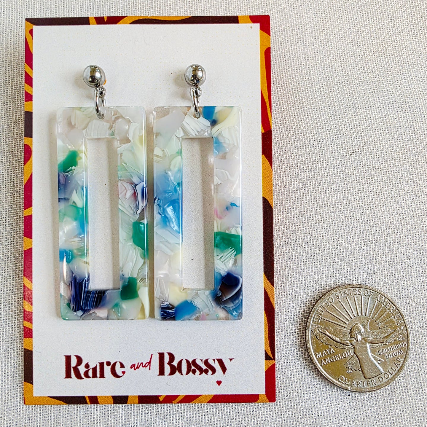 Blue Marble Rectangle Dangles