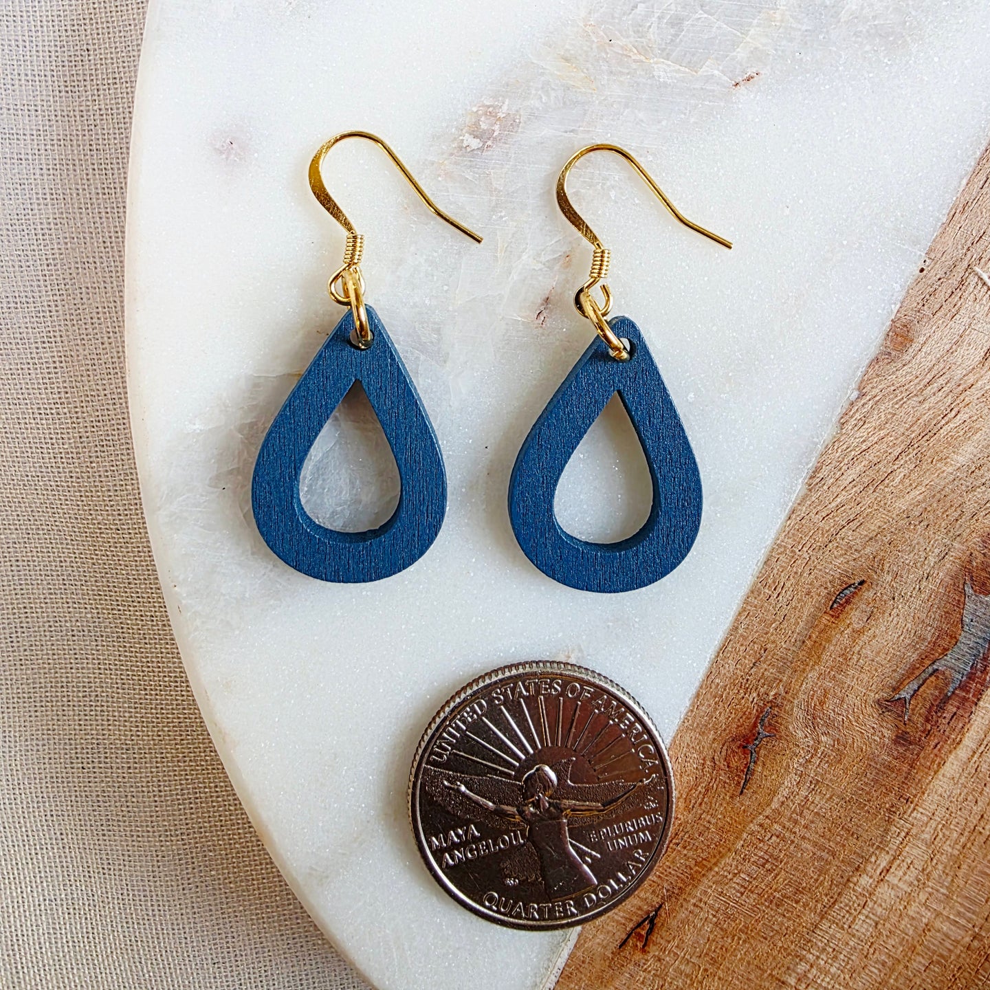 Blue Open Mini Teardrop Dangles