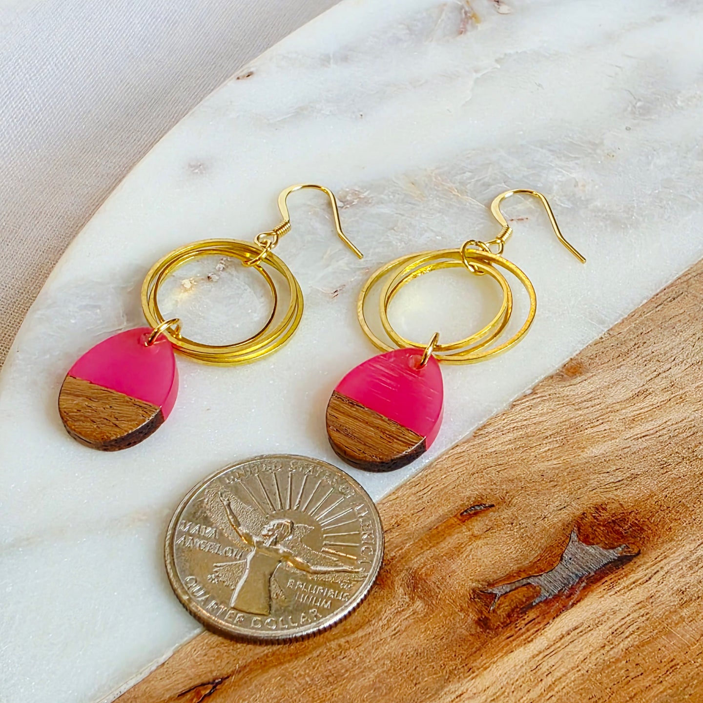 Hot Pink Mini Teardrop Dangles