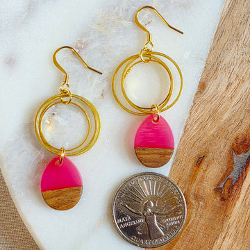 Hot Pink Mini Teardrop Dangles