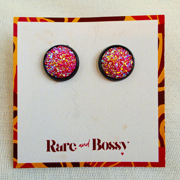 Rose Pink Druzy Studs