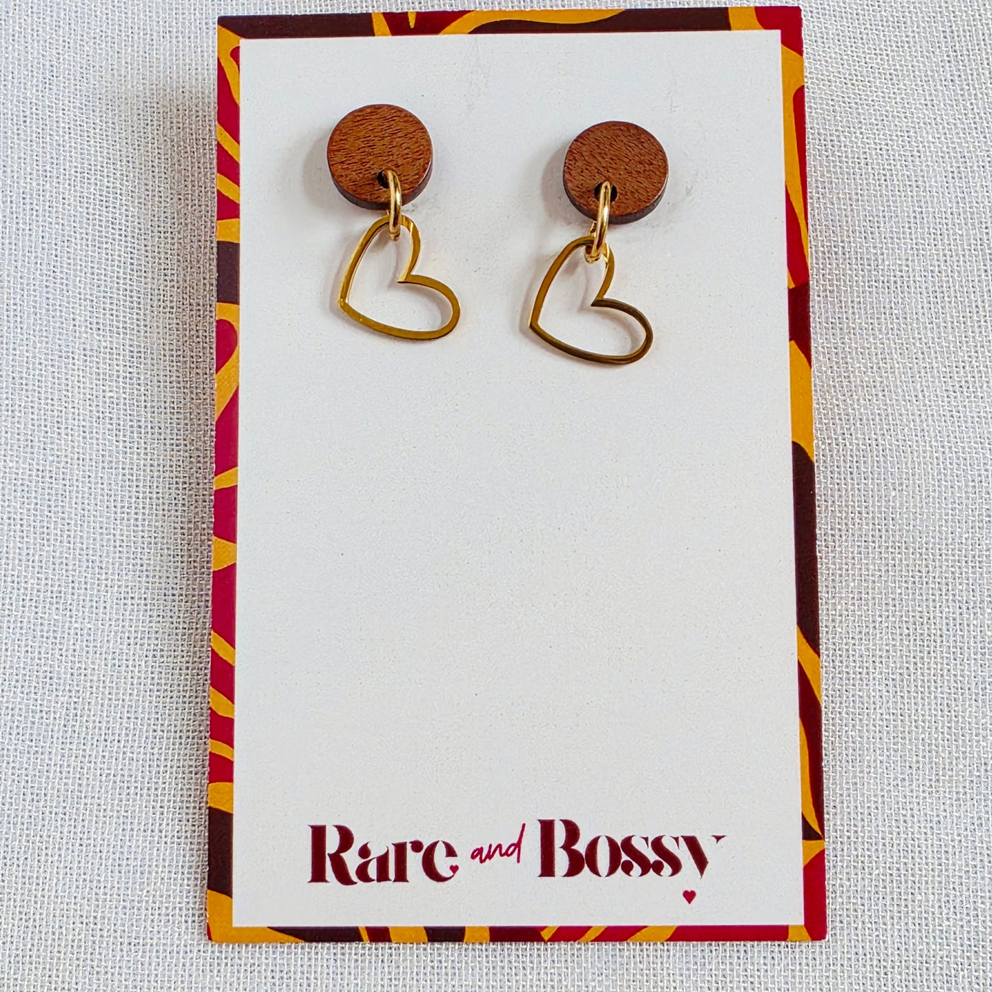 Wood Heart Drop Dangles