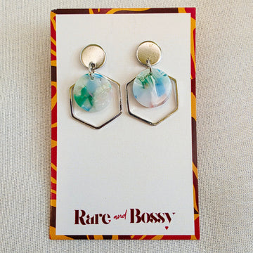 Light Green Hexagon Layered Dangles