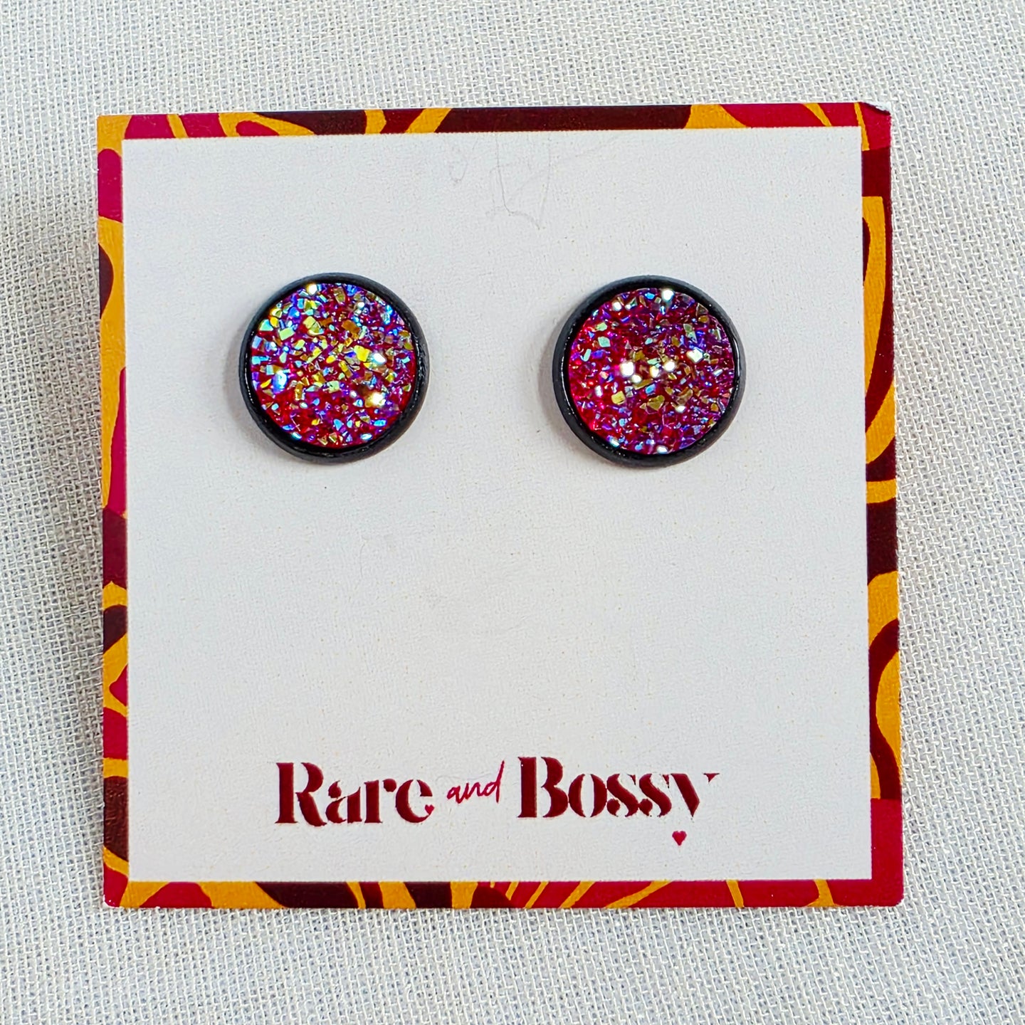Burgundy Druzy Studs