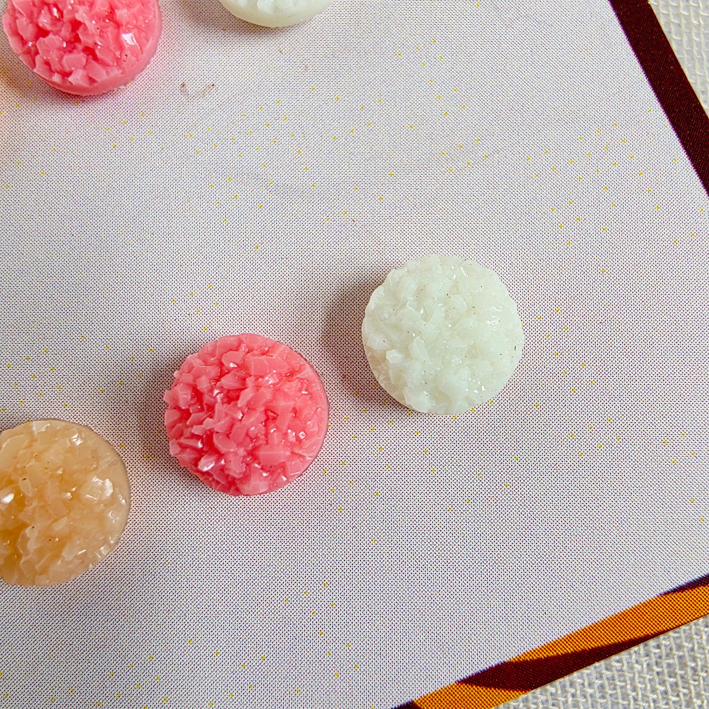 White Pink Peach Druzy  Studs Trio