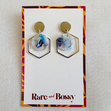 Dark Blue Hexagon Layered Dangles
