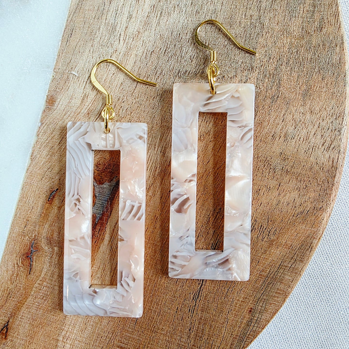 Blush Pink Rectangle Dangles