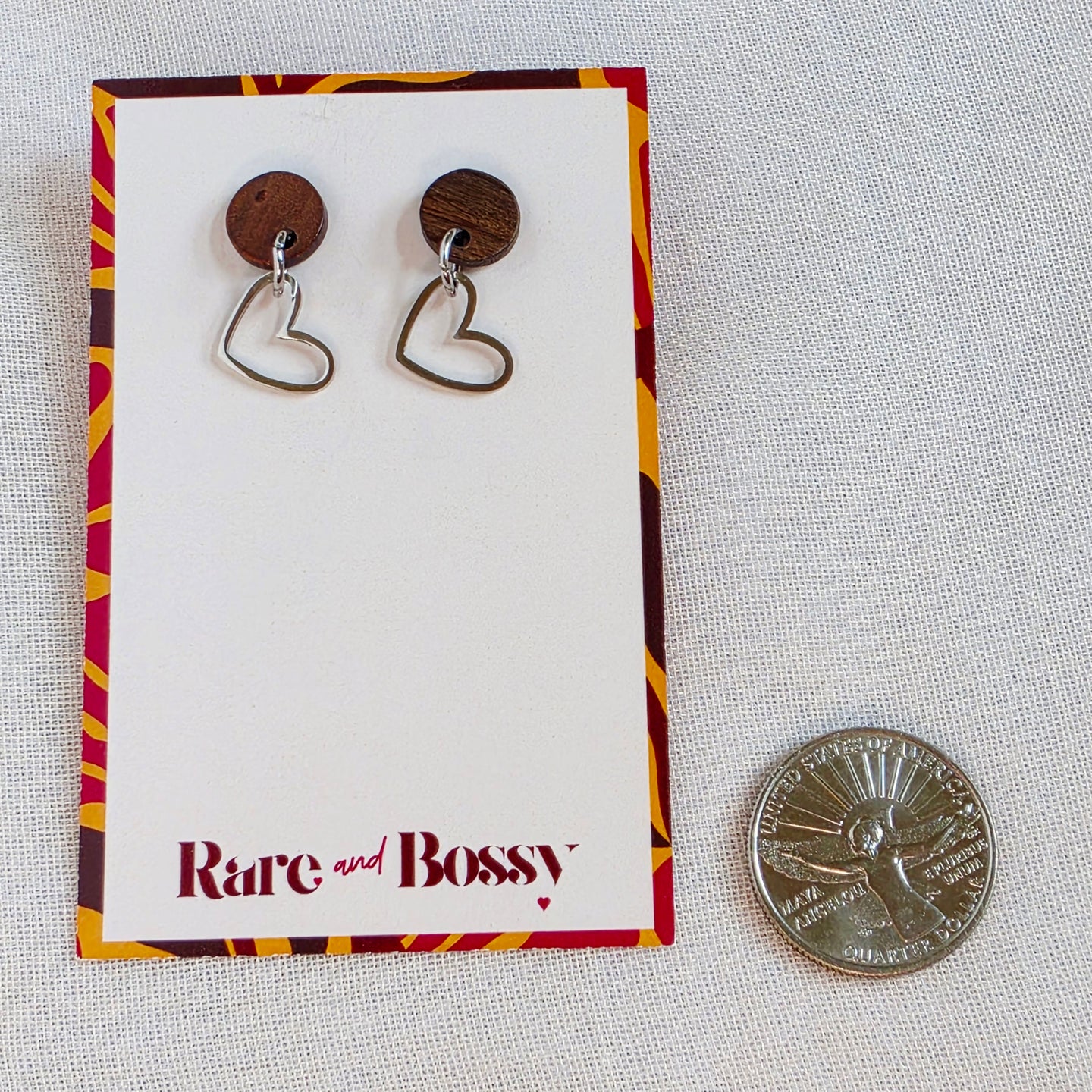 Wood Heart Drop Dangles