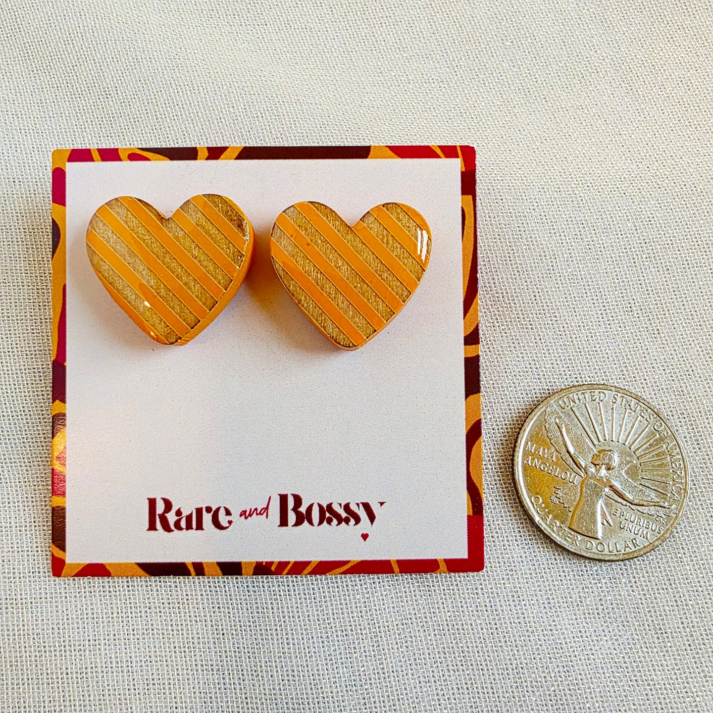 Orange Heart Studs