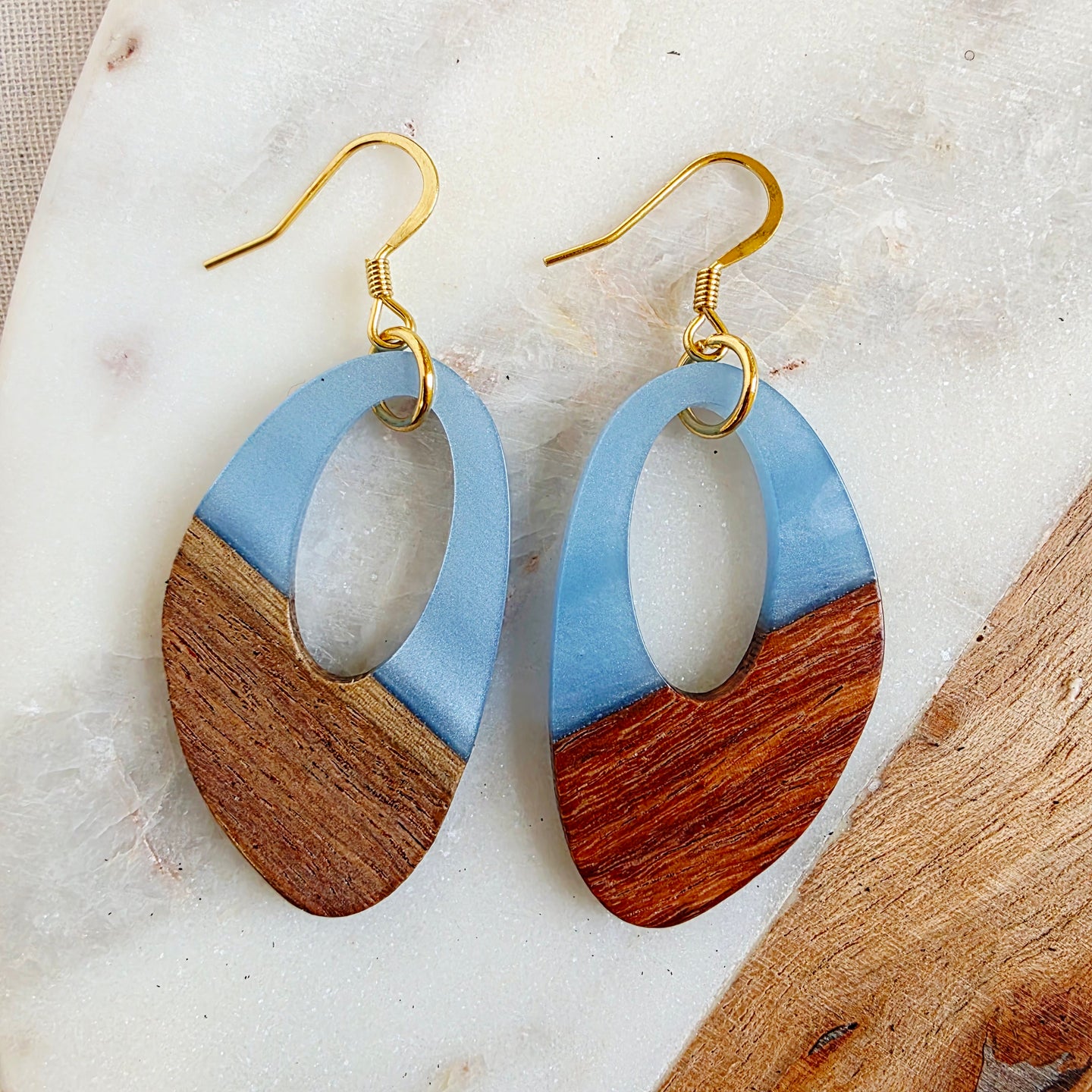 Blue Open Oval  Dangles