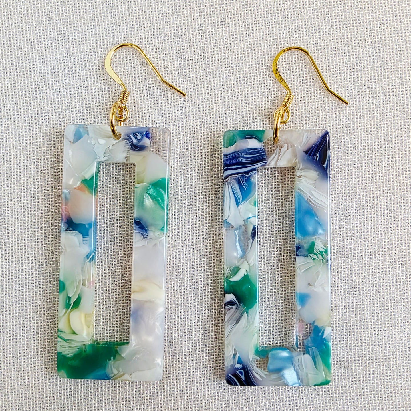 Blue Marble Rectangle Dangles