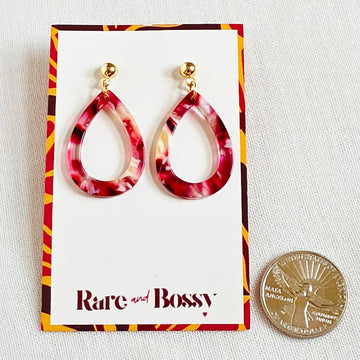 Red + White Swirl Teardrop Dangles