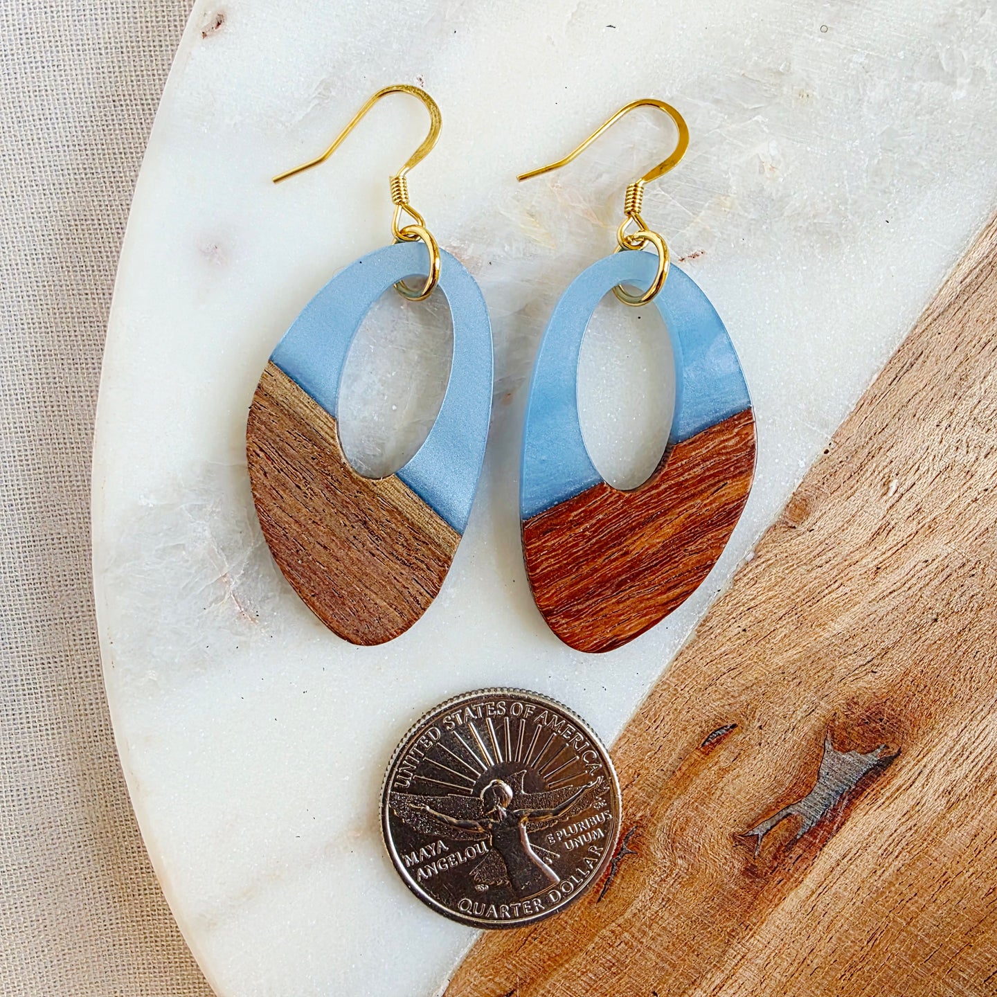 Blue Open Oval  Dangles