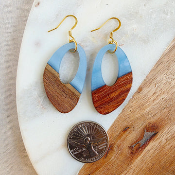 Blue Open Oval  Dangles