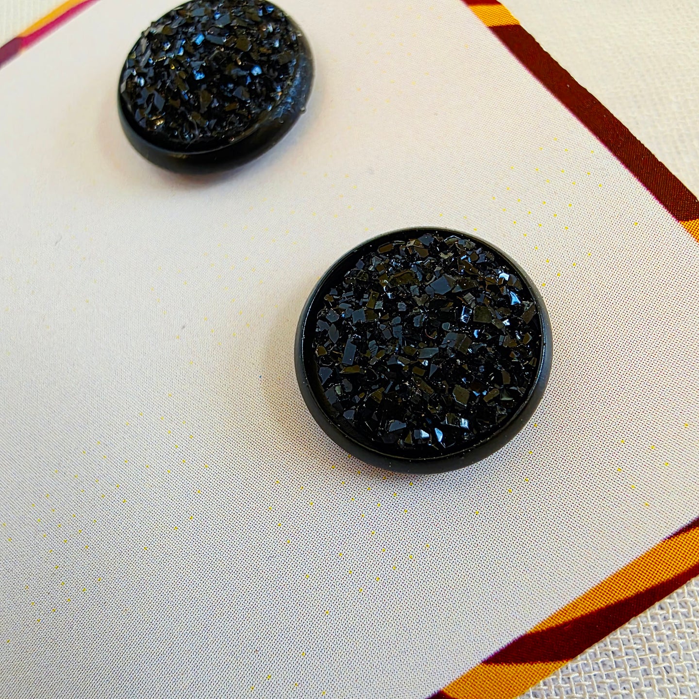 Black Rim Black Druzy Studs