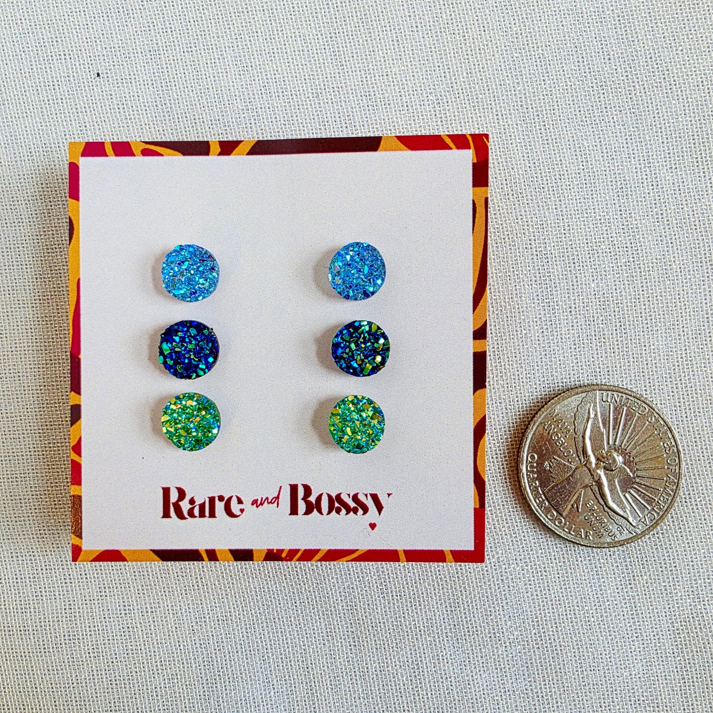 Blue + Green Mini Druzy Trio