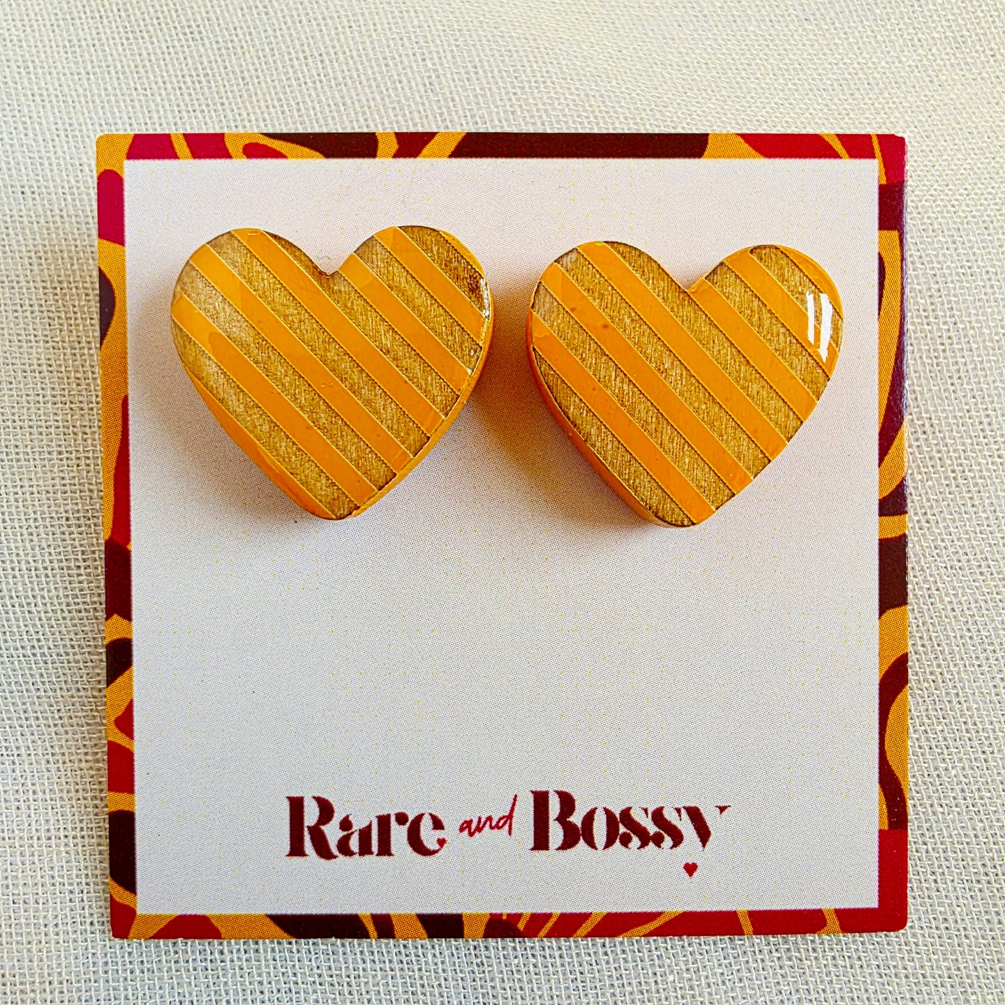 Orange Heart Studs