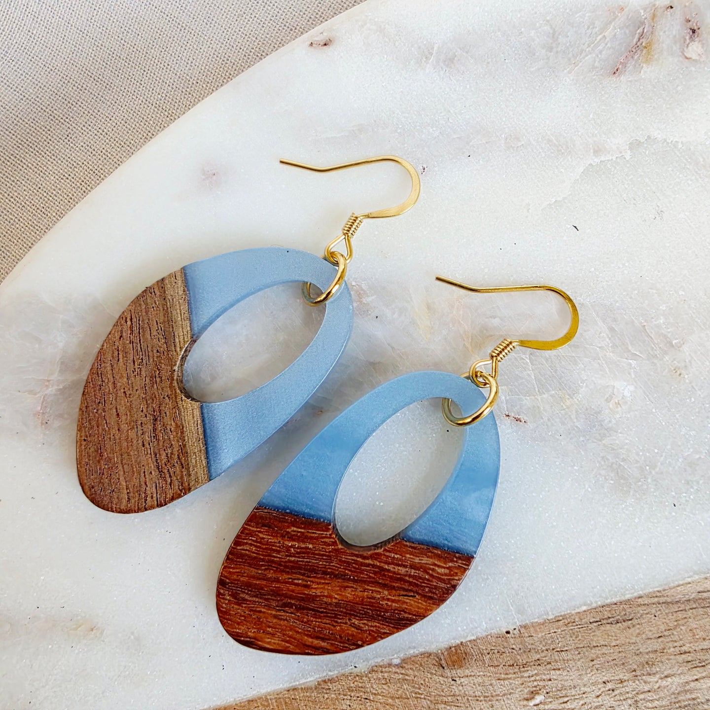 Blue Open Oval  Dangles