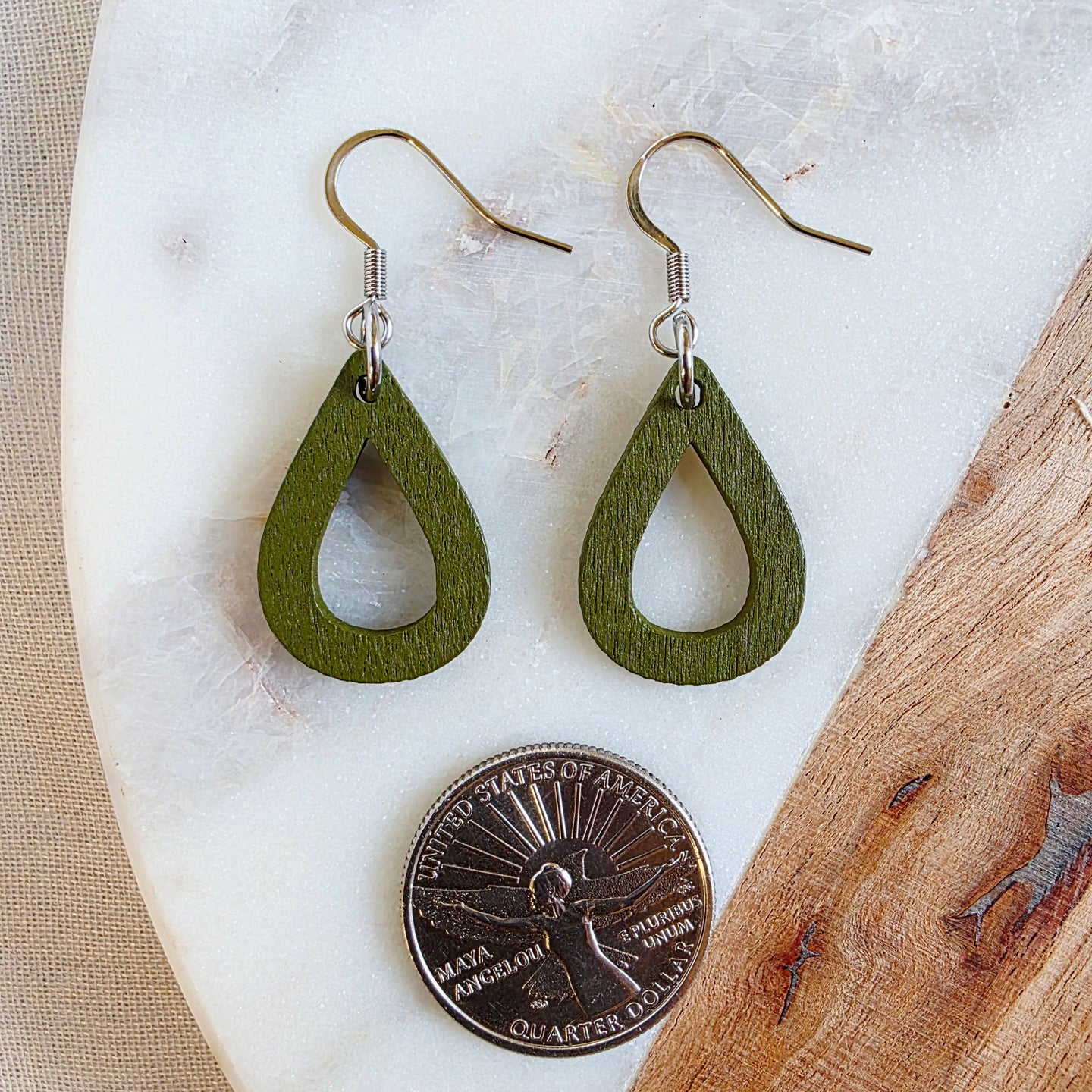 Green Open Mini Teardrop Dangles