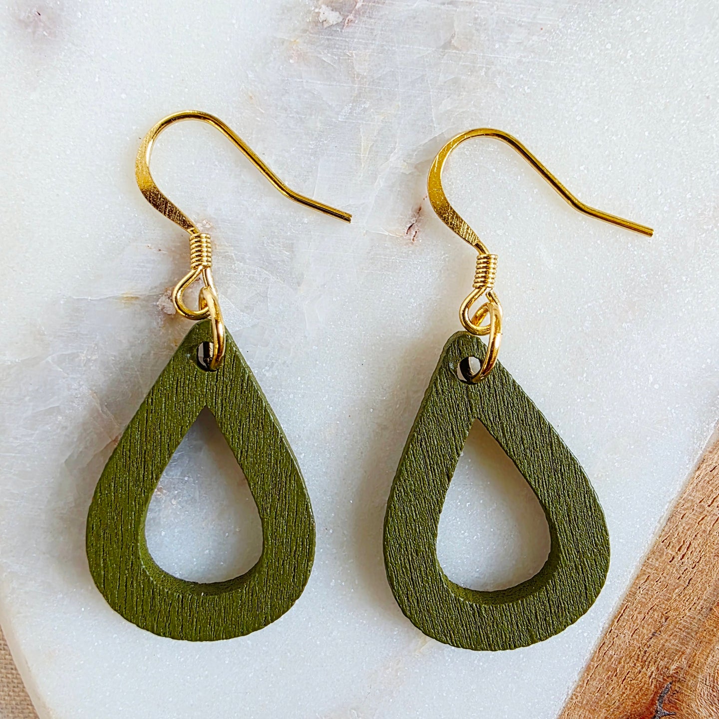 Green Open Mini Teardrop Dangles