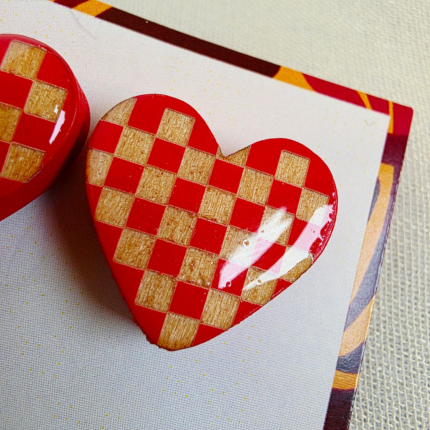 Red Mosaic Heart Studs