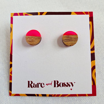 Hot Pink Circle Studs