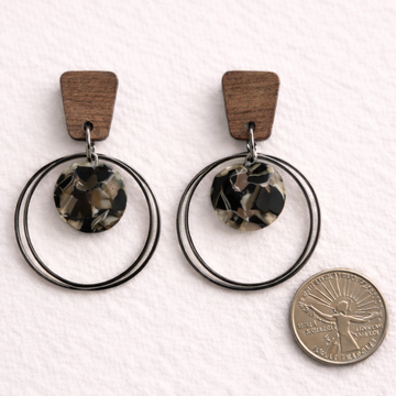 Black Double Circle Dangles